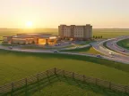 Illustration d'un casino et d'un hôtel au bord d'une autoroute